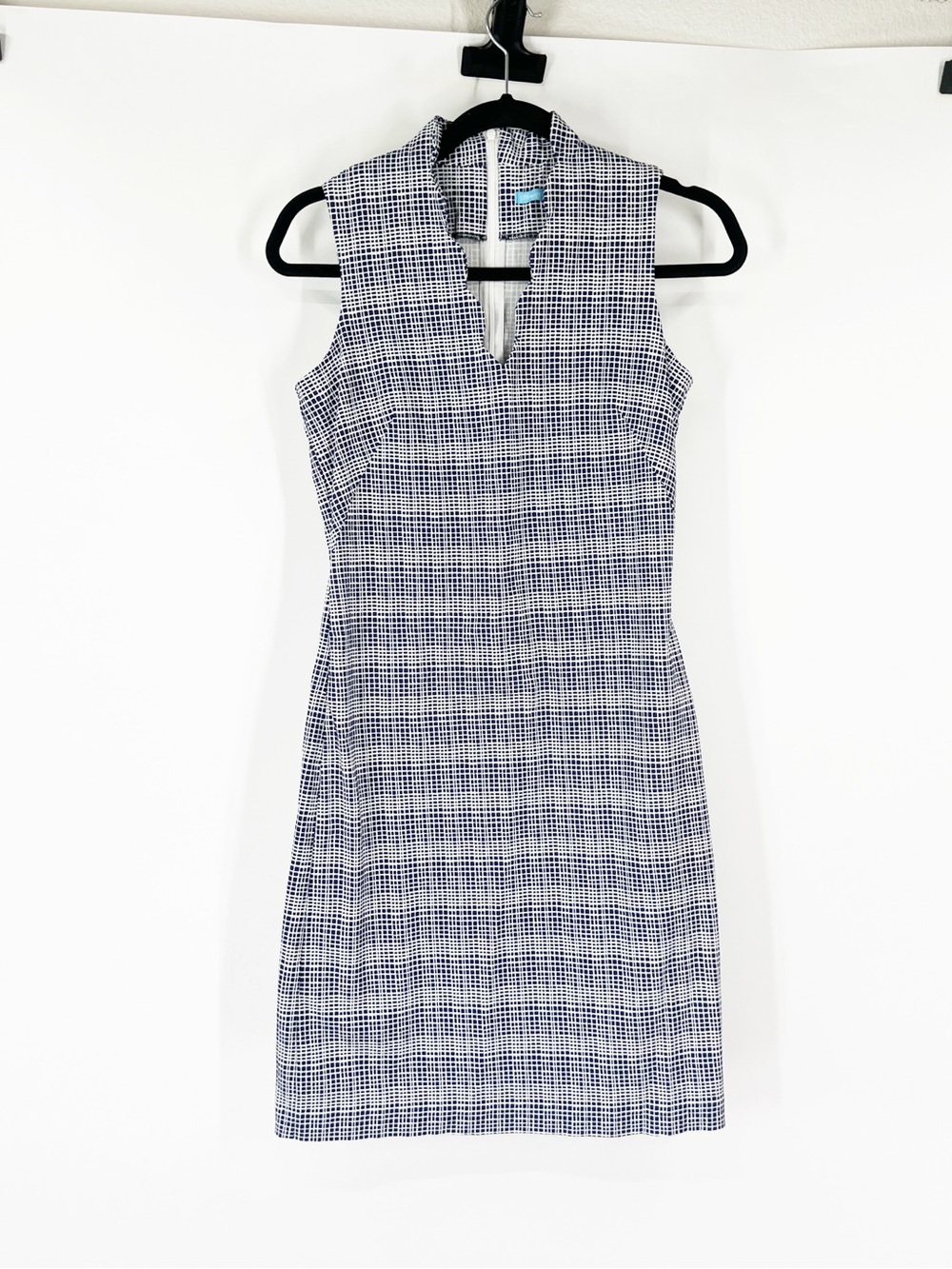 J. McLaughlin Vilma Blue/White Plaid  Sleeveless Sheath Dress